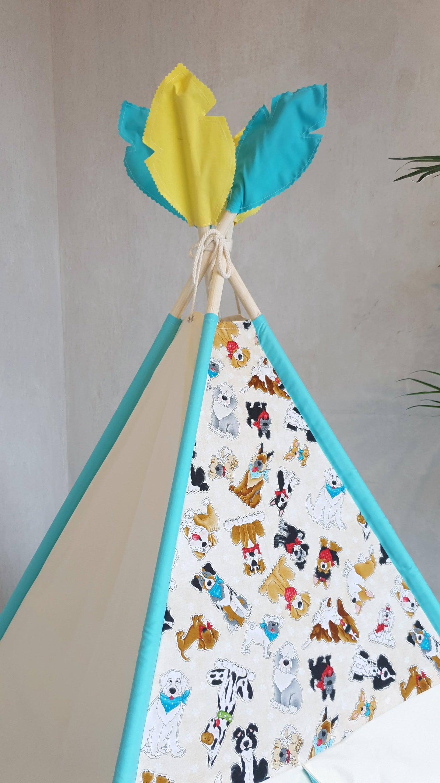 Dog Lovers Turquoise Ivory Teepee