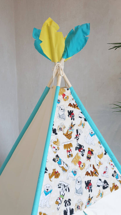 Dog Lovers Turquoise Ivory Teepee