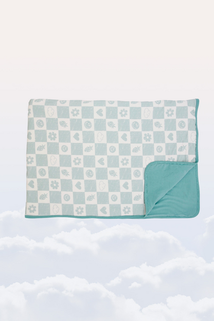 Dream Blanket in Mint Checkerboard