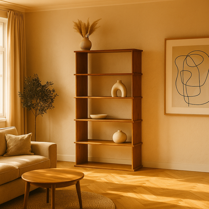 5 shelf bookcase in red oak