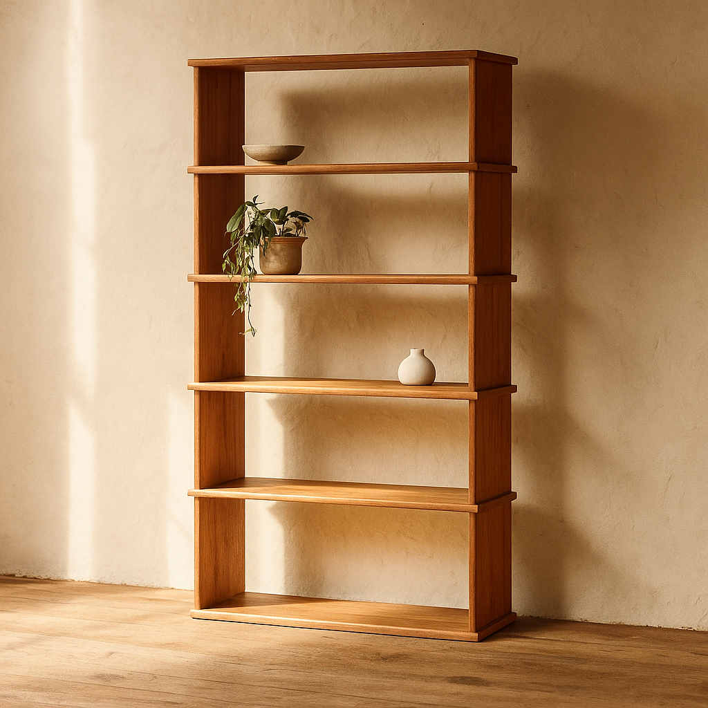 5 shelf bookcase in red oak