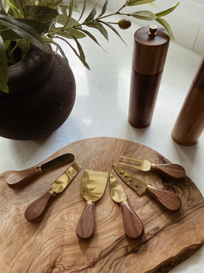 Gold and Walnut Cheese Knifes