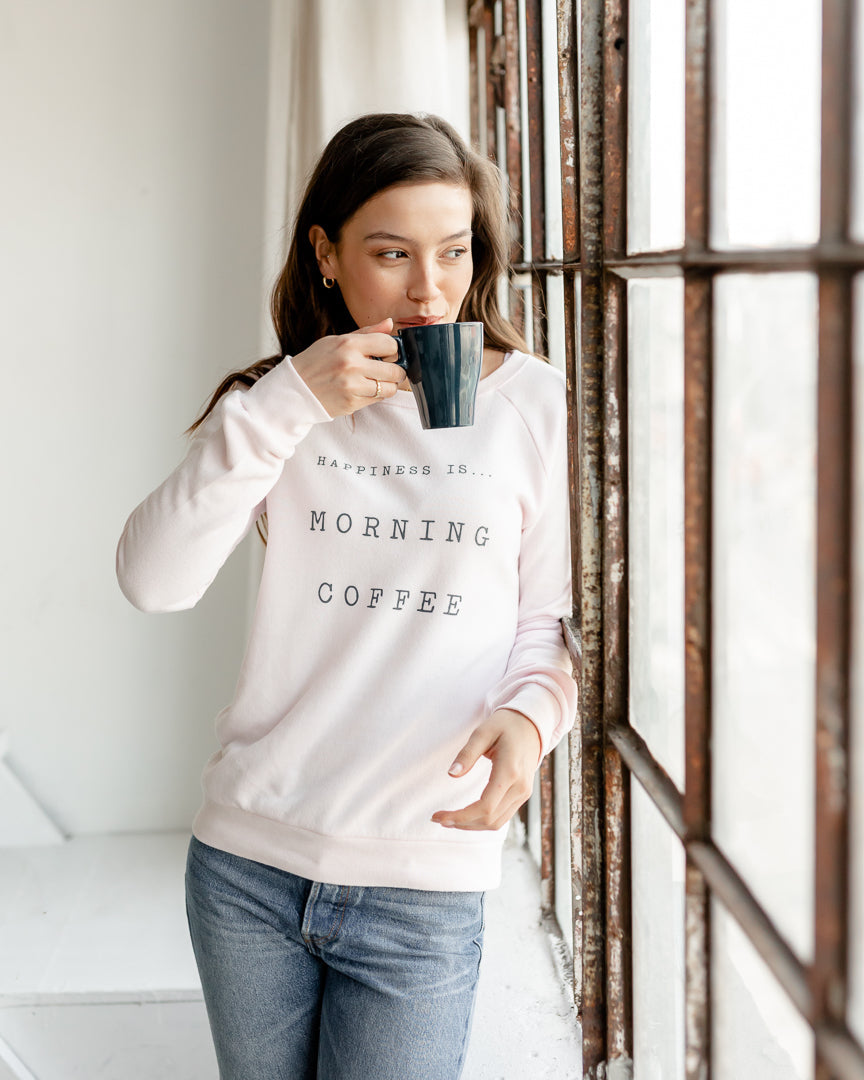 Women's Coffee Crew Sweatshirt, Ballet Pink