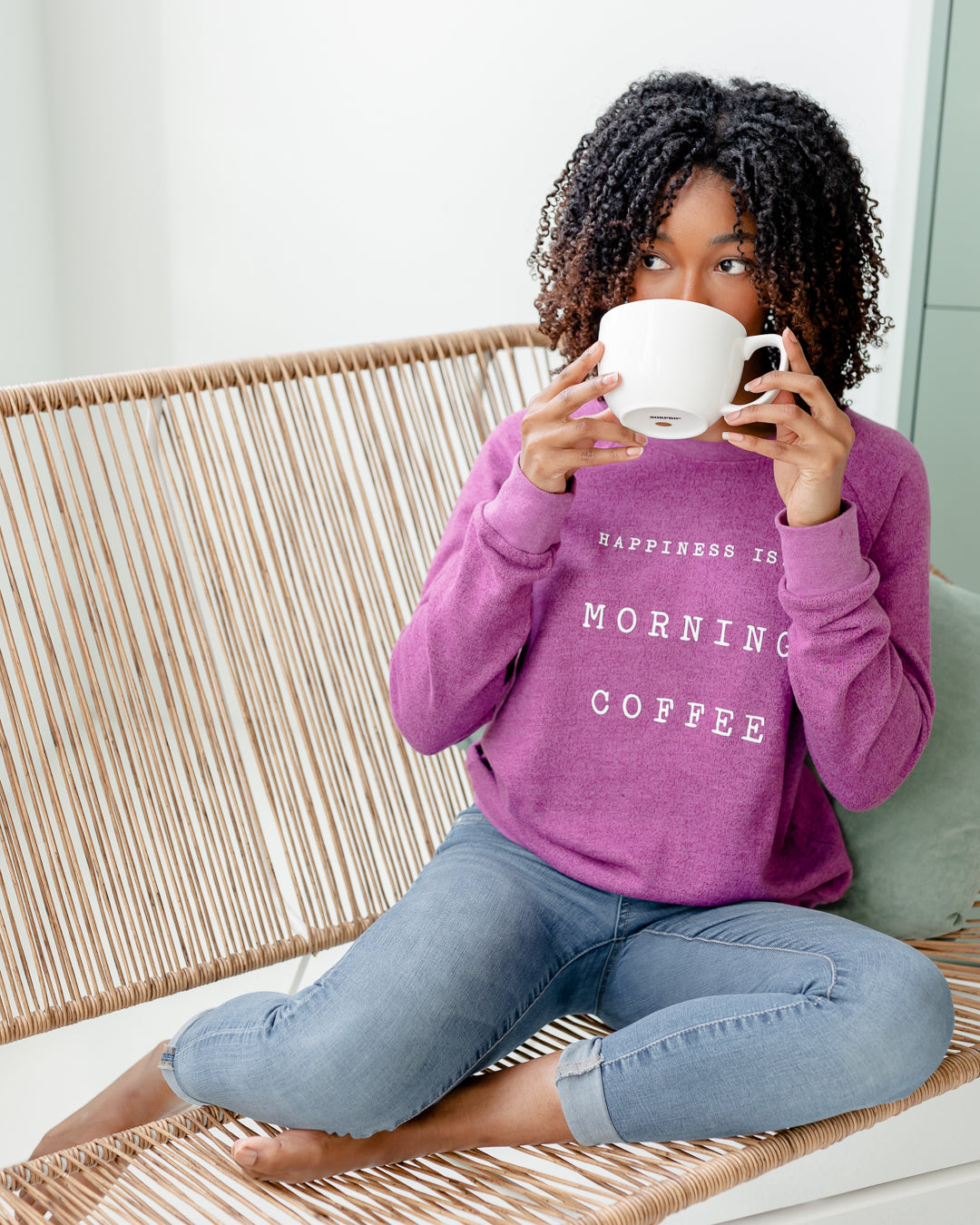 Women's Coffee Crew Sweatshirt, Plum