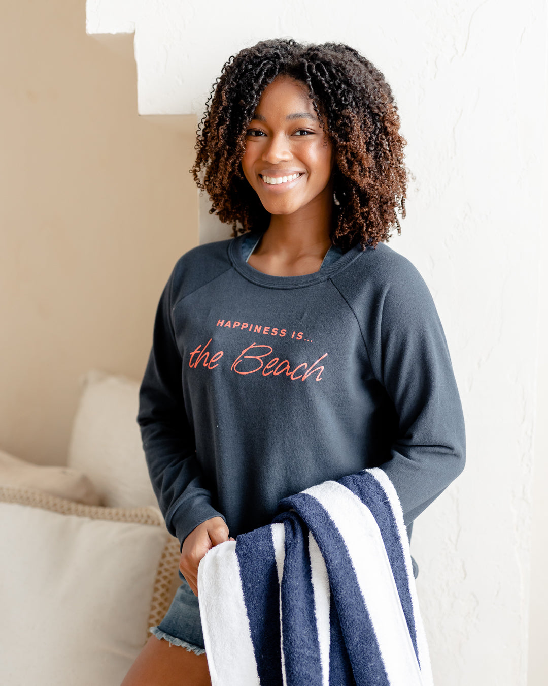 Women's Beach Crew Sweatshirt, True Navy