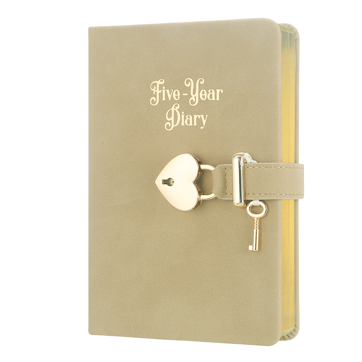 5 Year Diary for Women and Girls: Five-Year Happiness, Memory and Daily Journal with Heart Lock - 4.7x6.5", 394pages (Beige)