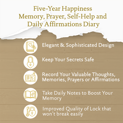 5 Year Diary for Women and Girls: Five-Year Happiness, Memory and Daily Journal with Heart Lock - 4.7x6.5", 394pages (Beige)