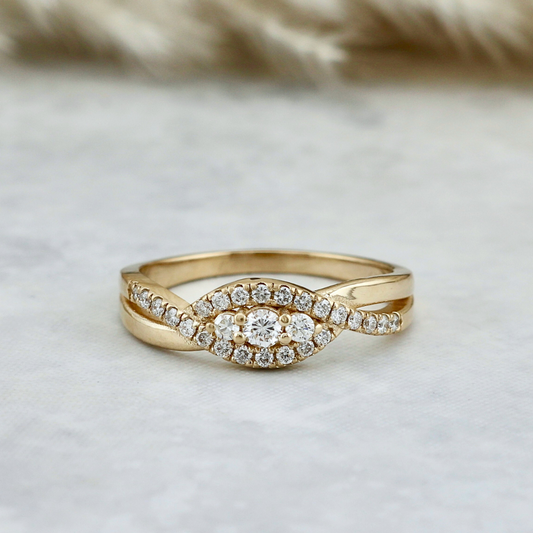 Bague Torsade en or 14K - 18K ou platine et diamants