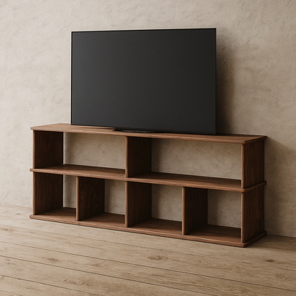 65 Inch Bookshelf TV Stand in Walnut