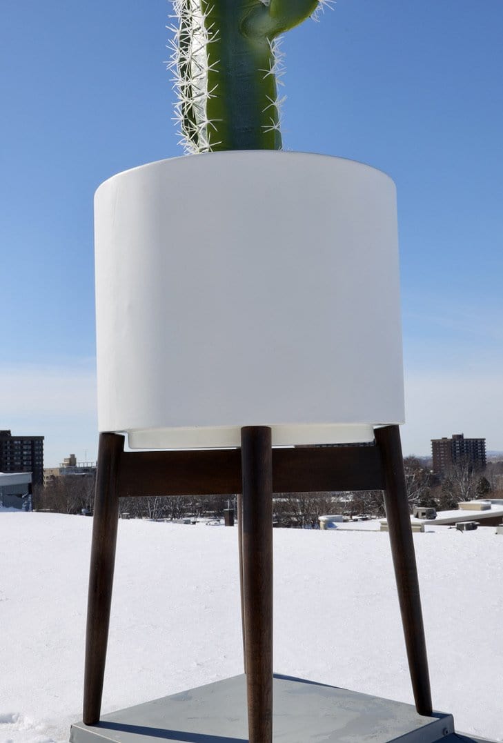 Zarita -Mid-Century Modern Plant Stand With White Planter