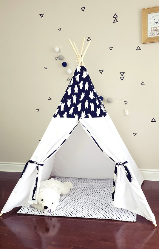 Polar Bear Navy and White Teepee