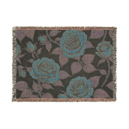 Rose Woven Blanket — Vintage Floral Throw for Sofa & Bed