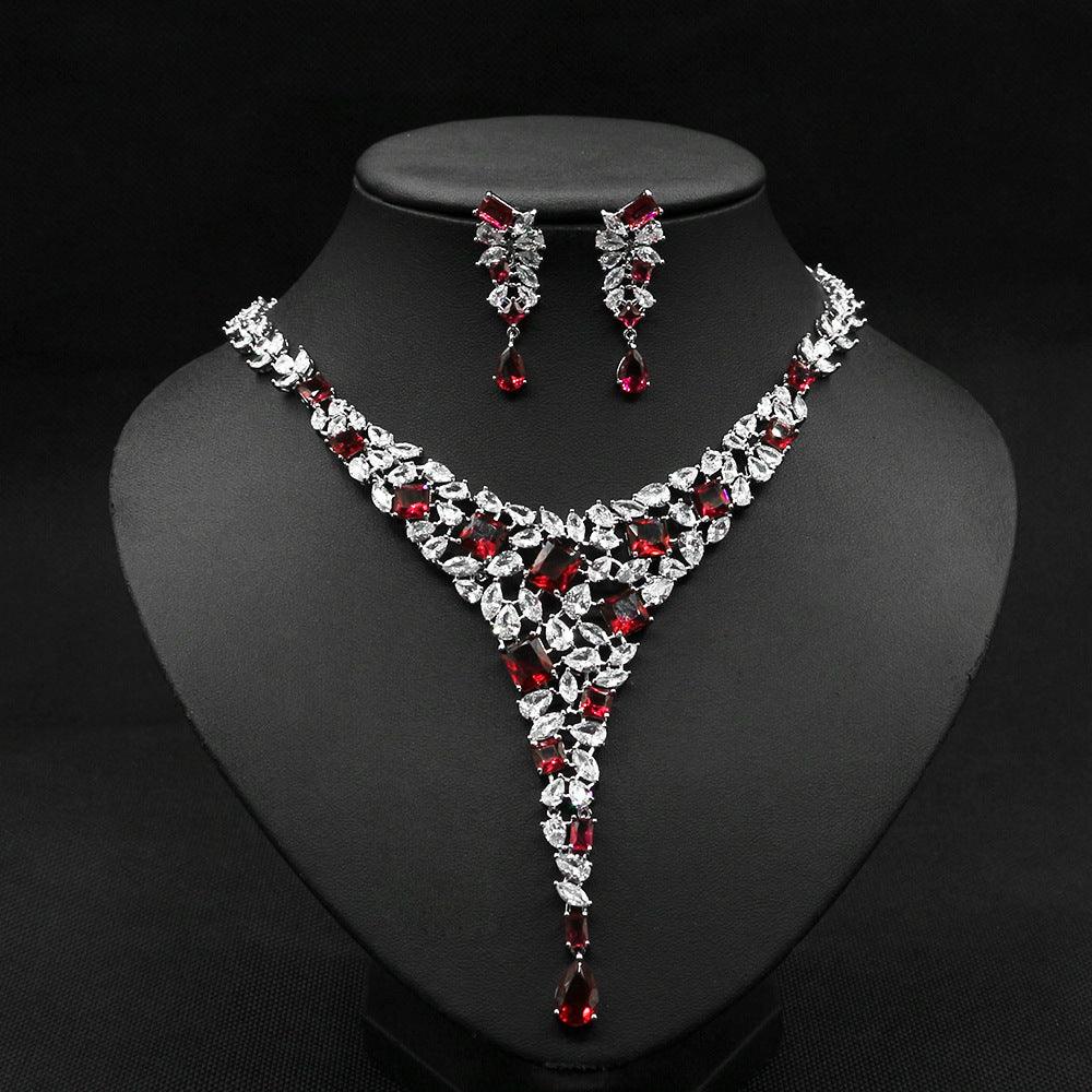Colorful Zircon Necklace Set Wedding Accessories