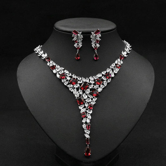 Colorful Zircon Necklace Set Wedding Accessories