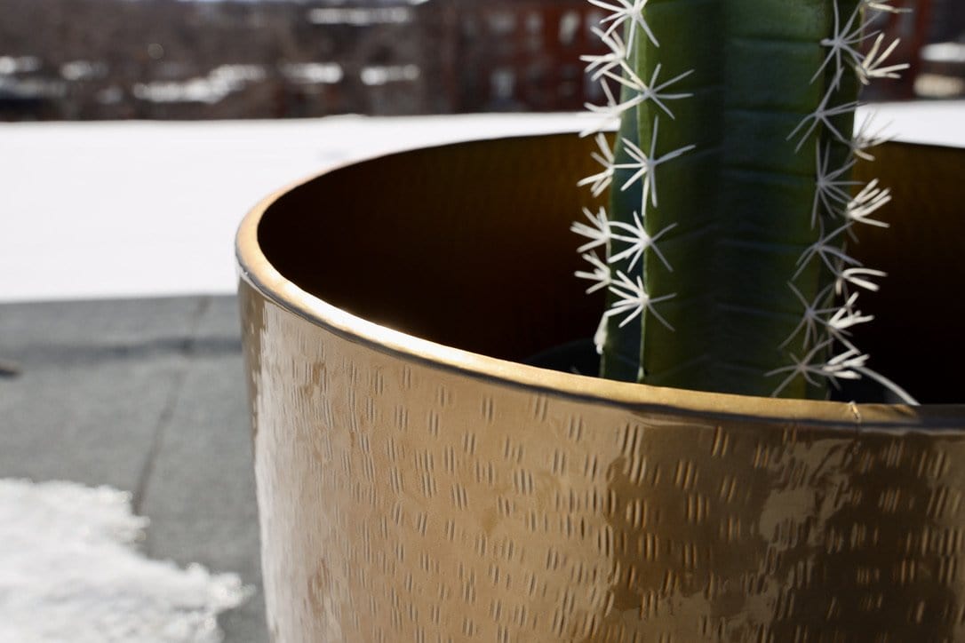 Chava - Brass Mid-Century Planter With Black Stand (Multiple Sizes)