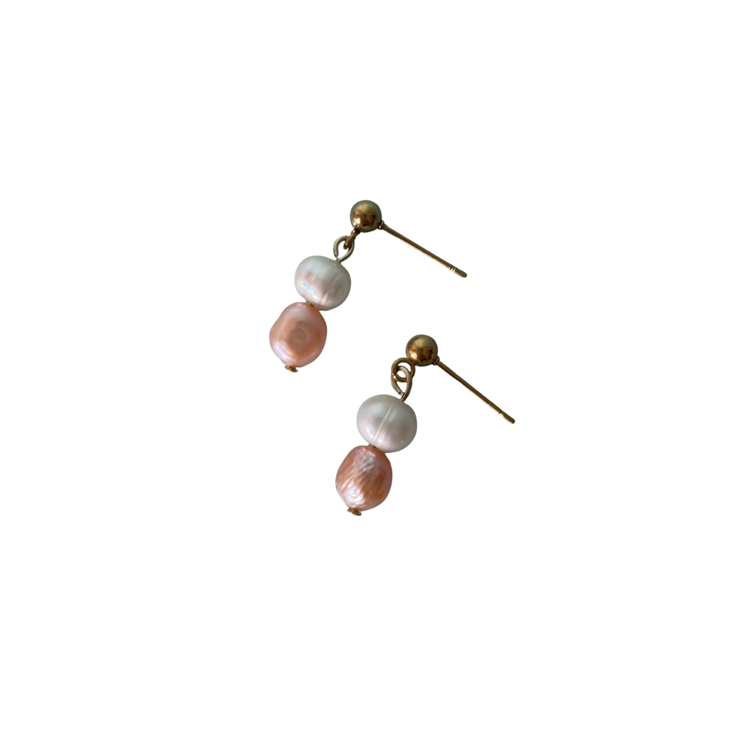 Polly Earrings | Dainty Pink and White Freshwater Pearl Stud Earrings