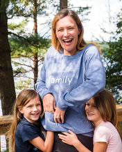 Load image into Gallery viewer, Women&#39;s Family Crew Sweatshirt, Heather Navy
