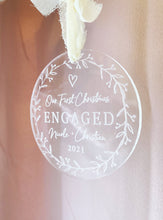 Load image into Gallery viewer, First Christmas Engaged Round Christmas Ornament
