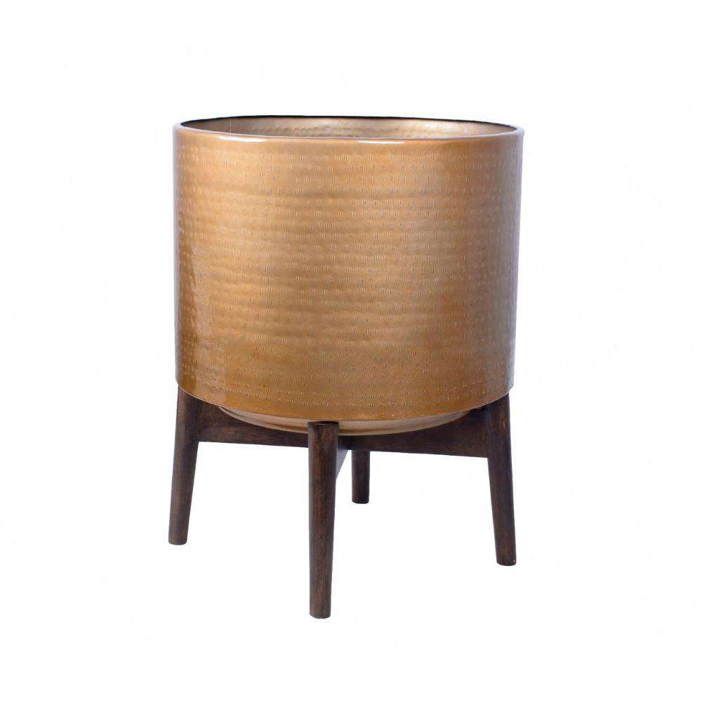 Adora -Mid-Century Modern Plant Stand With Brass Planter