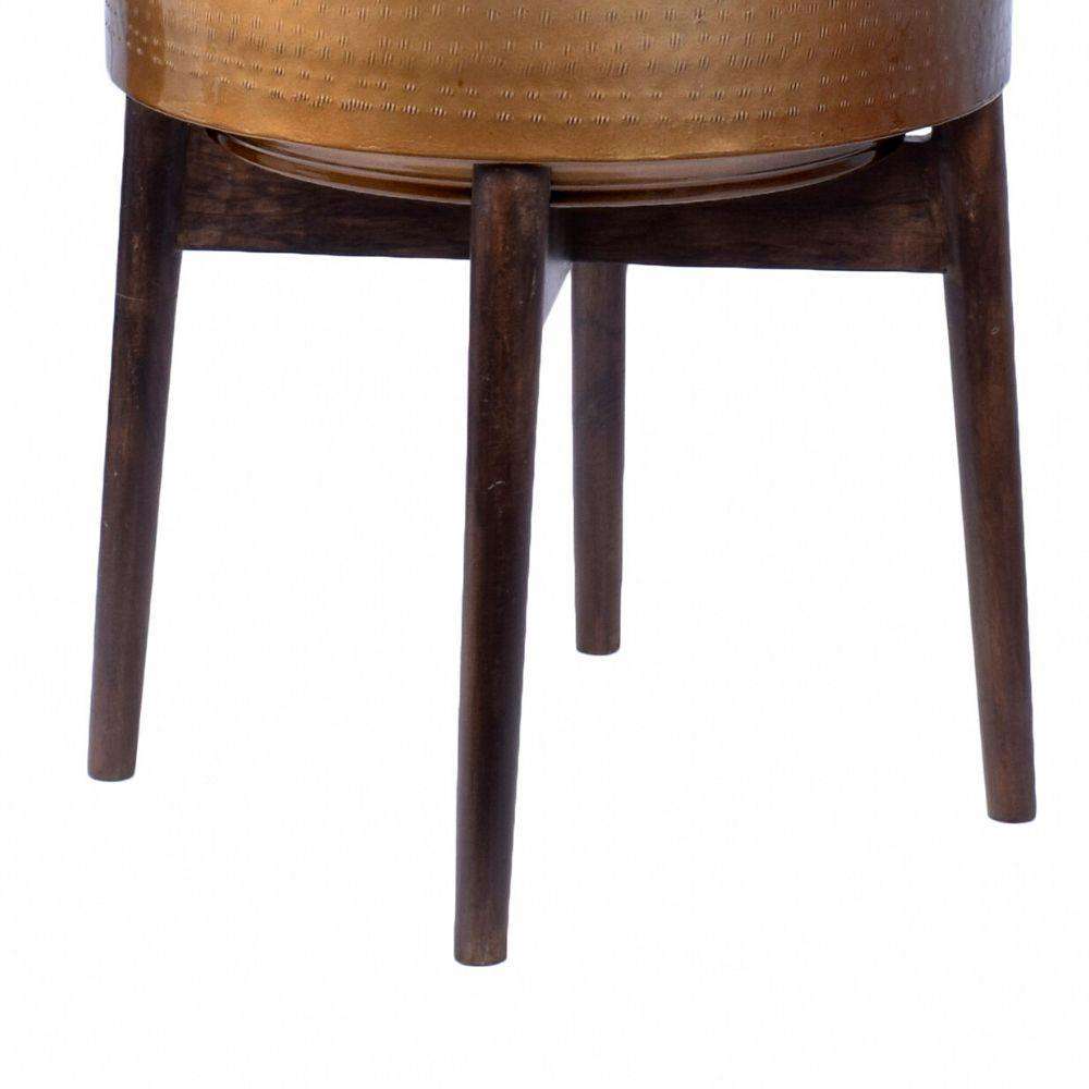 Adora -Mid-Century Modern Plant Stand With Brass Planter
