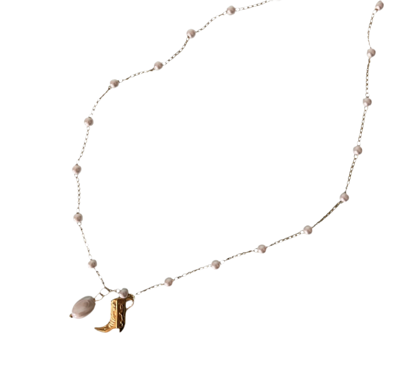 Kalla Necklace | Coastal Cowgirl Pearl Necklace with Pearl Pendant and Cowboy Boot Charm