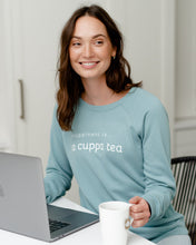Load image into Gallery viewer, Women&#39;s Cuppa Tea Crew Sweatshirt, Teal

