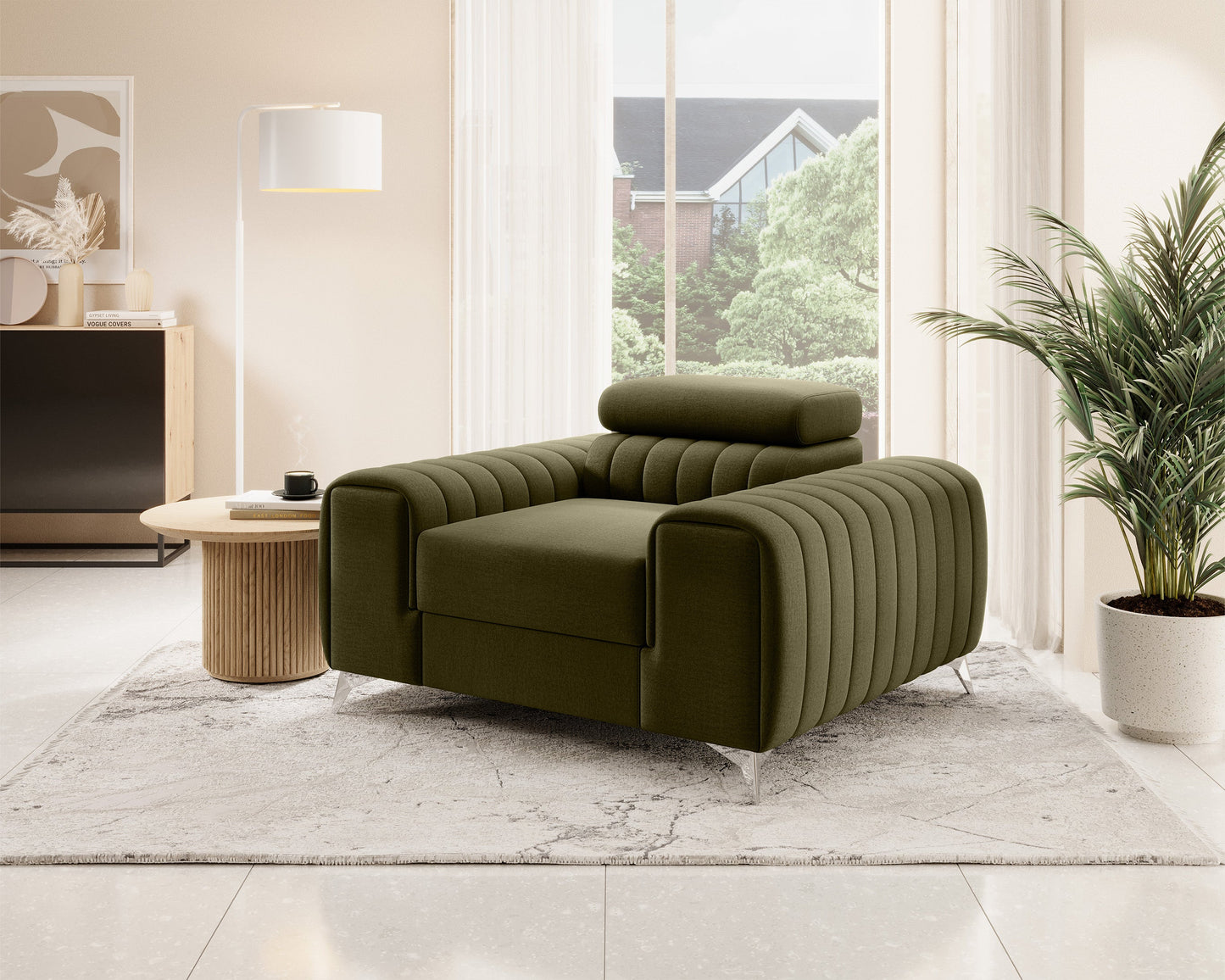 Laurence Modern Accent Chair - Olive Green
