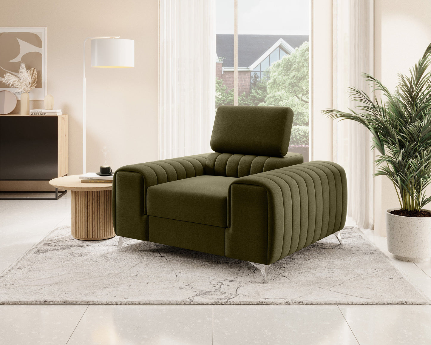 Laurence Modern Accent Chair - Olive Green