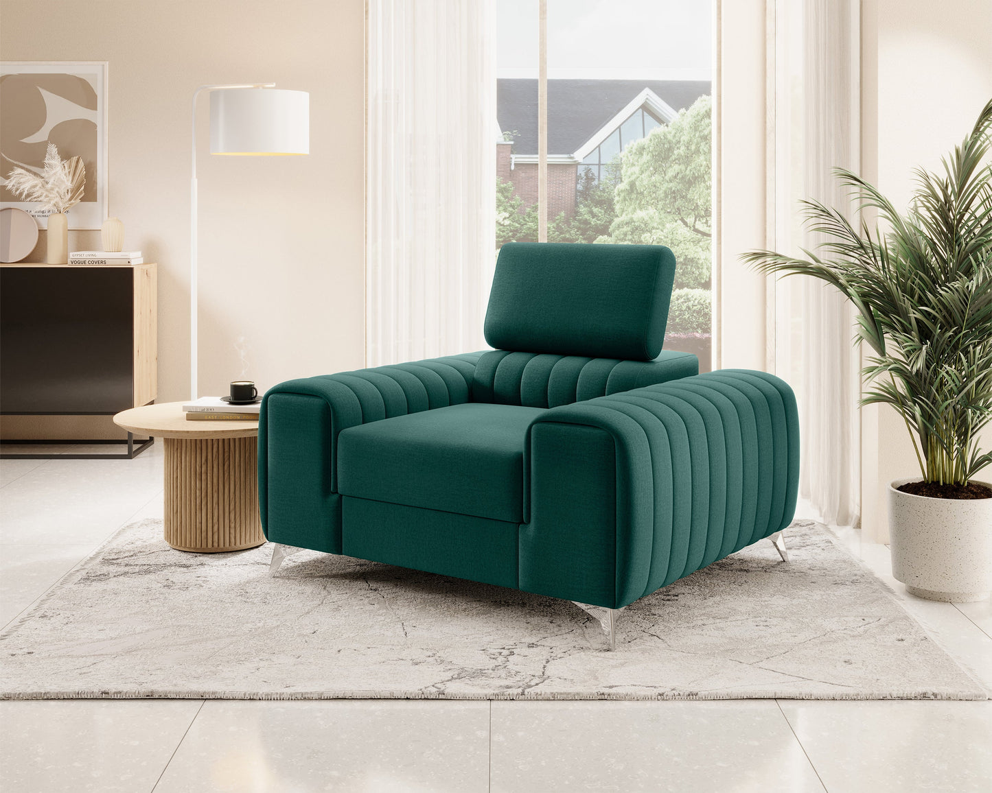 Laurence Modern Accent Chair - Teal Green