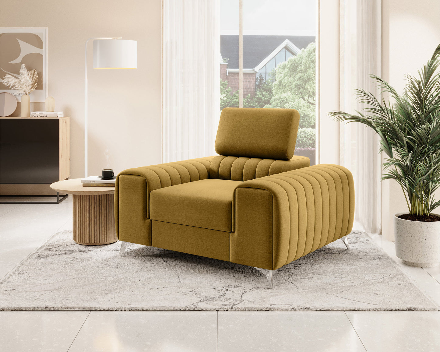 Laurence Modern Accent Chair - Mustard