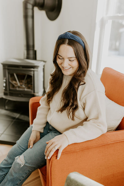 Soft Navy Rib Knit Headband