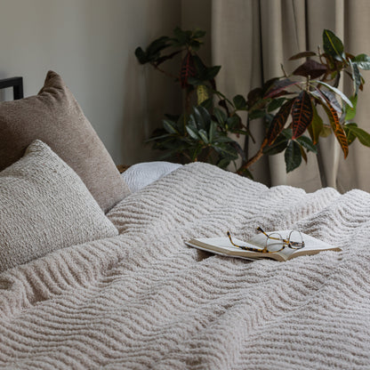 Blushing Beige Ribbed King Sized Bed Blanket