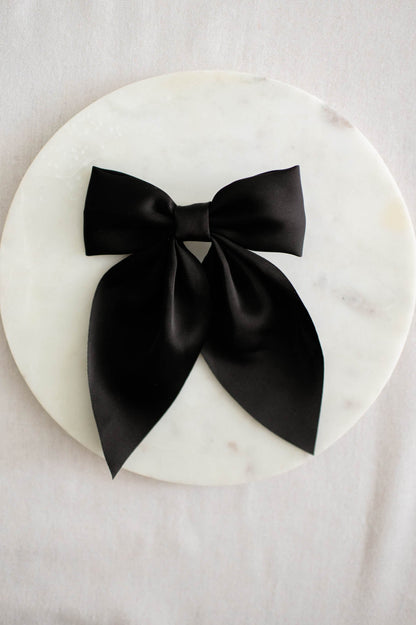 Black Matte Satin Bow