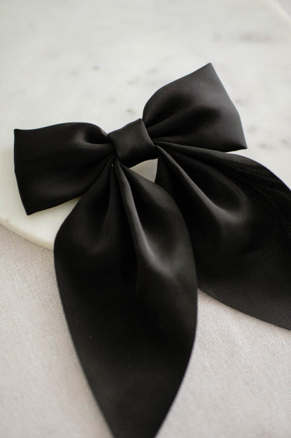 Black Matte Satin Bow