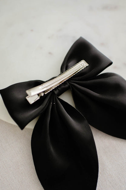 Black Matte Satin Bow