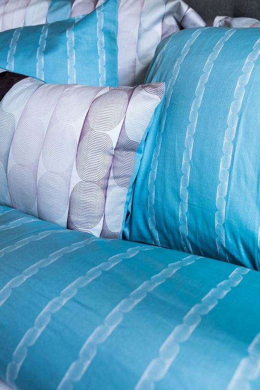 Bermuda Queen Size Printed Reversible Cotton 6pc Duvet Cover Set