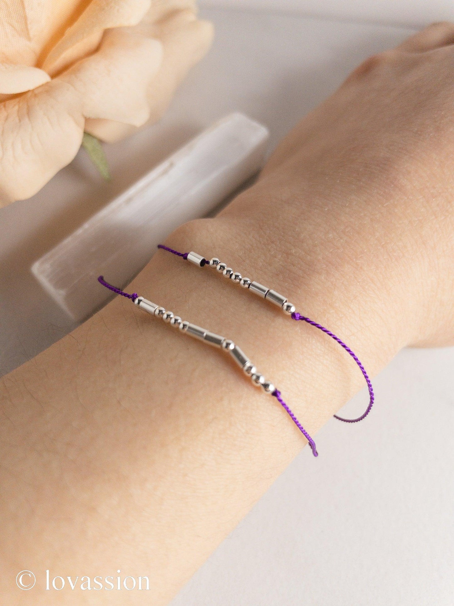 14K Big & Little Sister Bracelet Set | Morse Code Jewelry