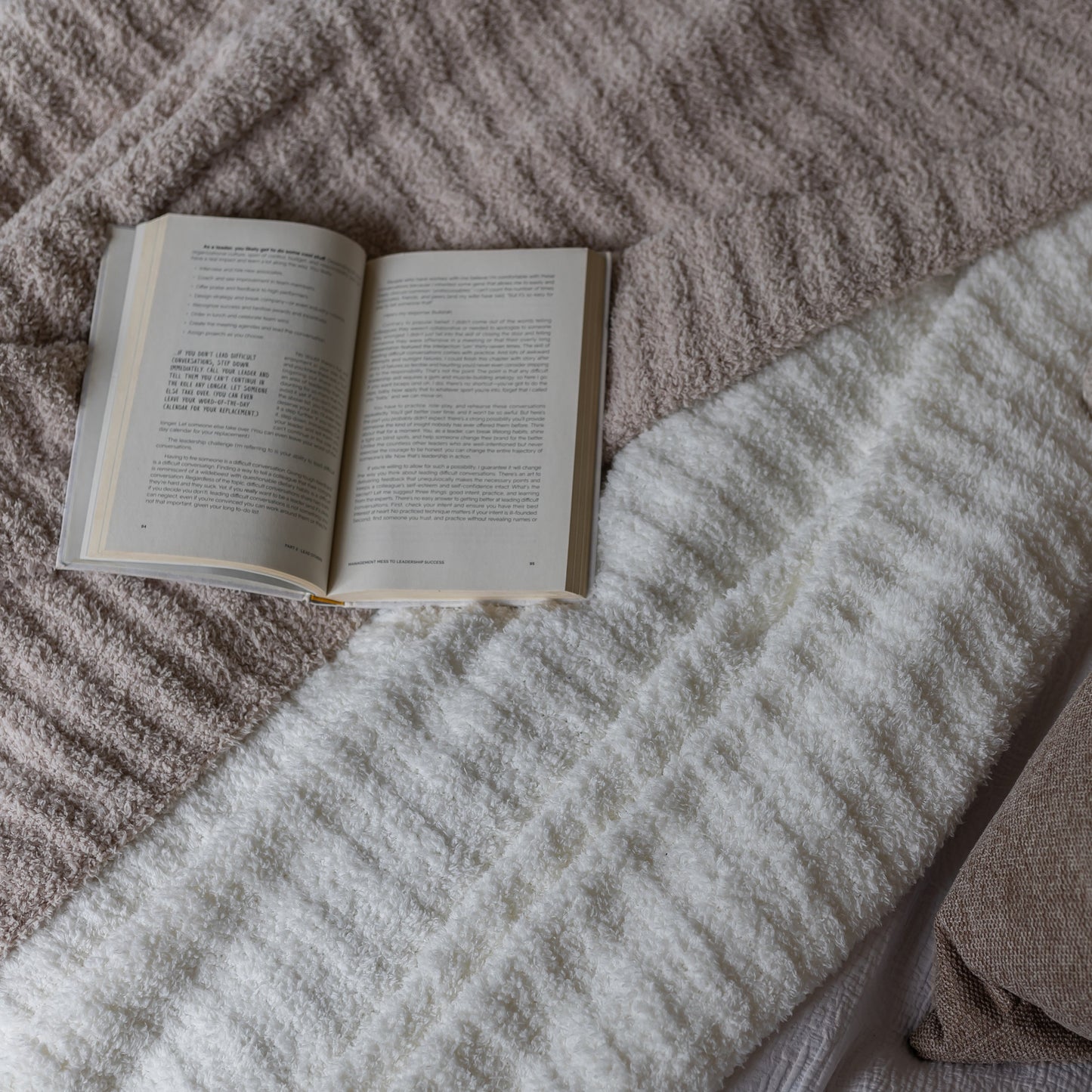 White Ribbed King Sized Bed Blanket