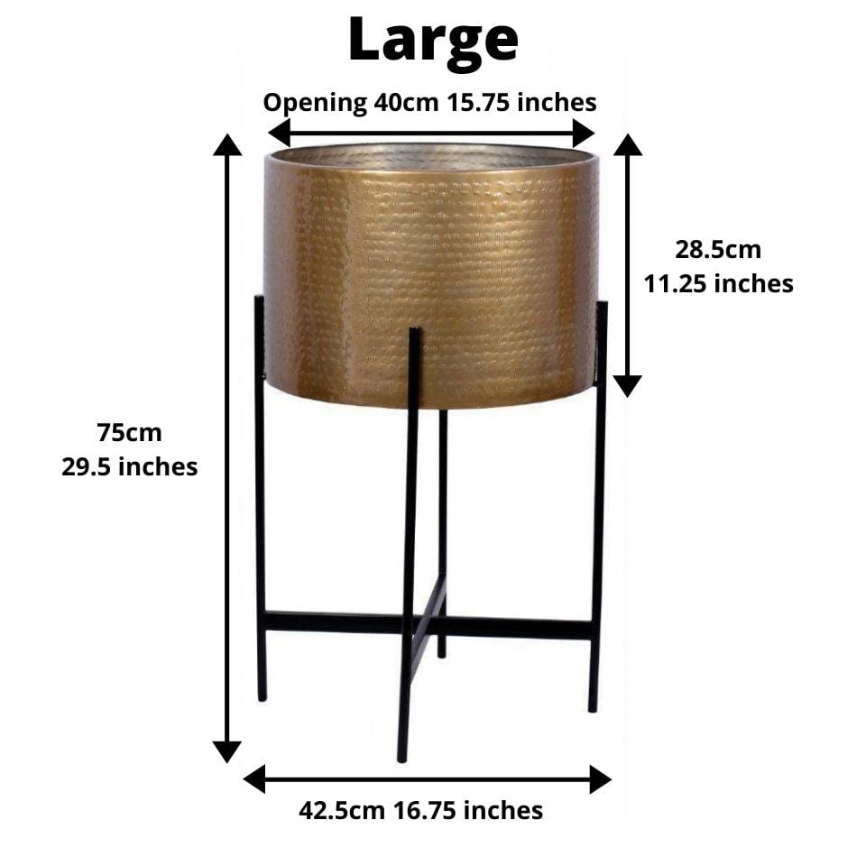 Chava - Brass Mid-Century Planter With Black Stand (Multiple Sizes)