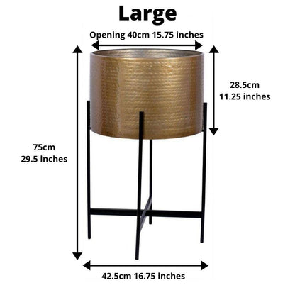 Chava - Brass Mid-Century Planter With Black Stand (Multiple Sizes)
