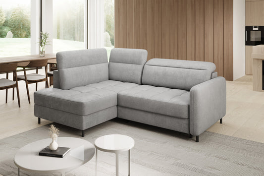 Barea 3 Seater Storage Sleeper Chaise Sofa - Light Grey
