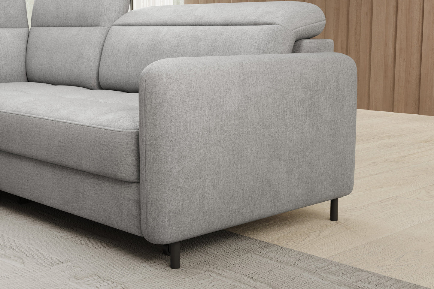Barea 3 Seater Storage Sleeper Chaise Sofa - Light Grey