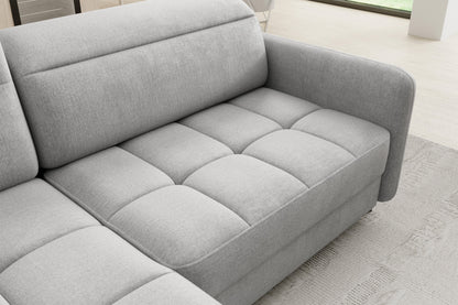 Barea 3 Seater Storage Sleeper Chaise Sofa - Light Grey
