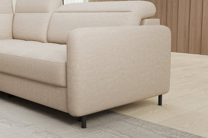 Barea 3 Seater Storage Sleeper Chaise Sofa - Beige