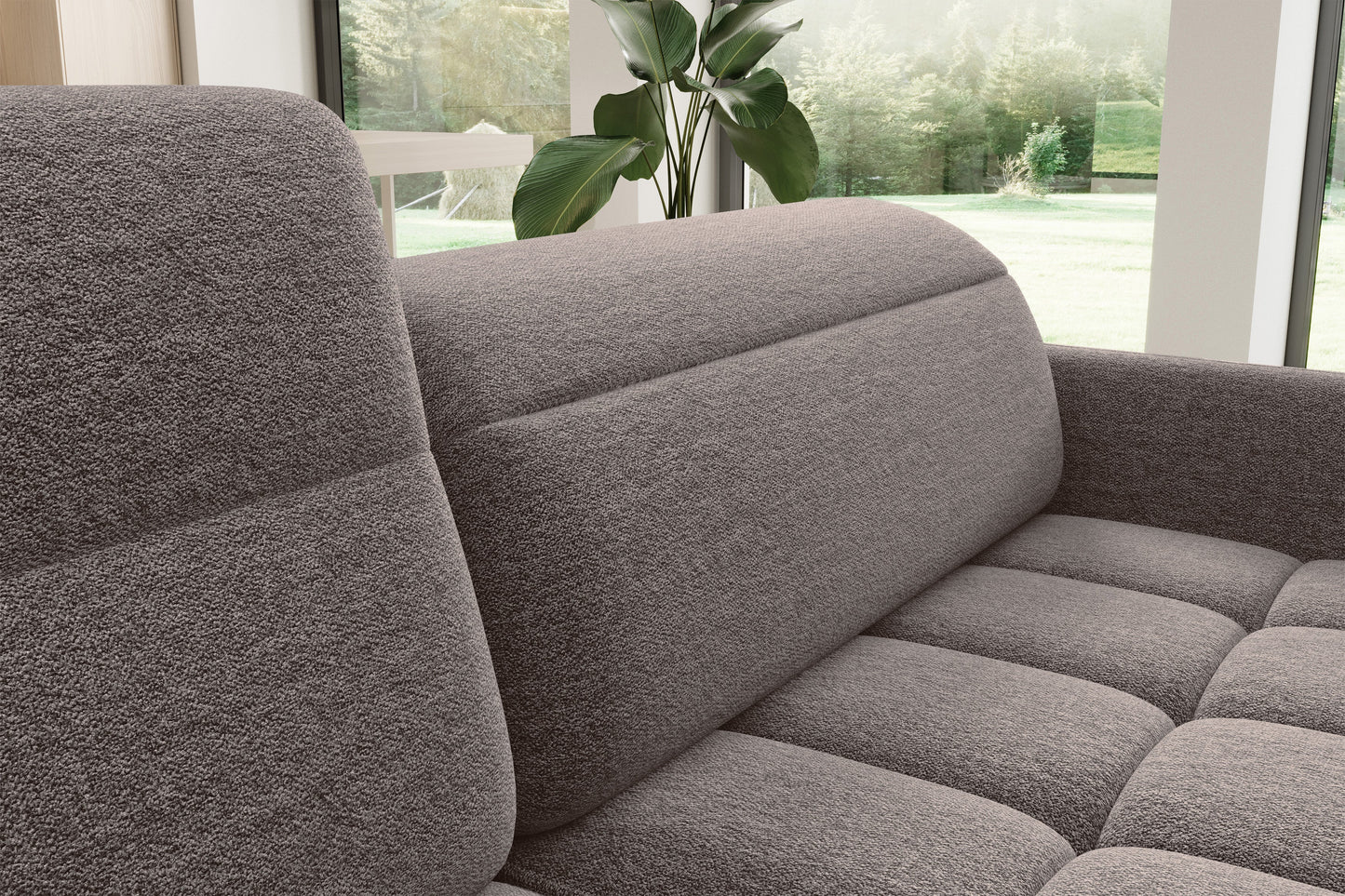 Barea 3 Seater Storage Sleeper Chaise Sofa - Fudge Brown