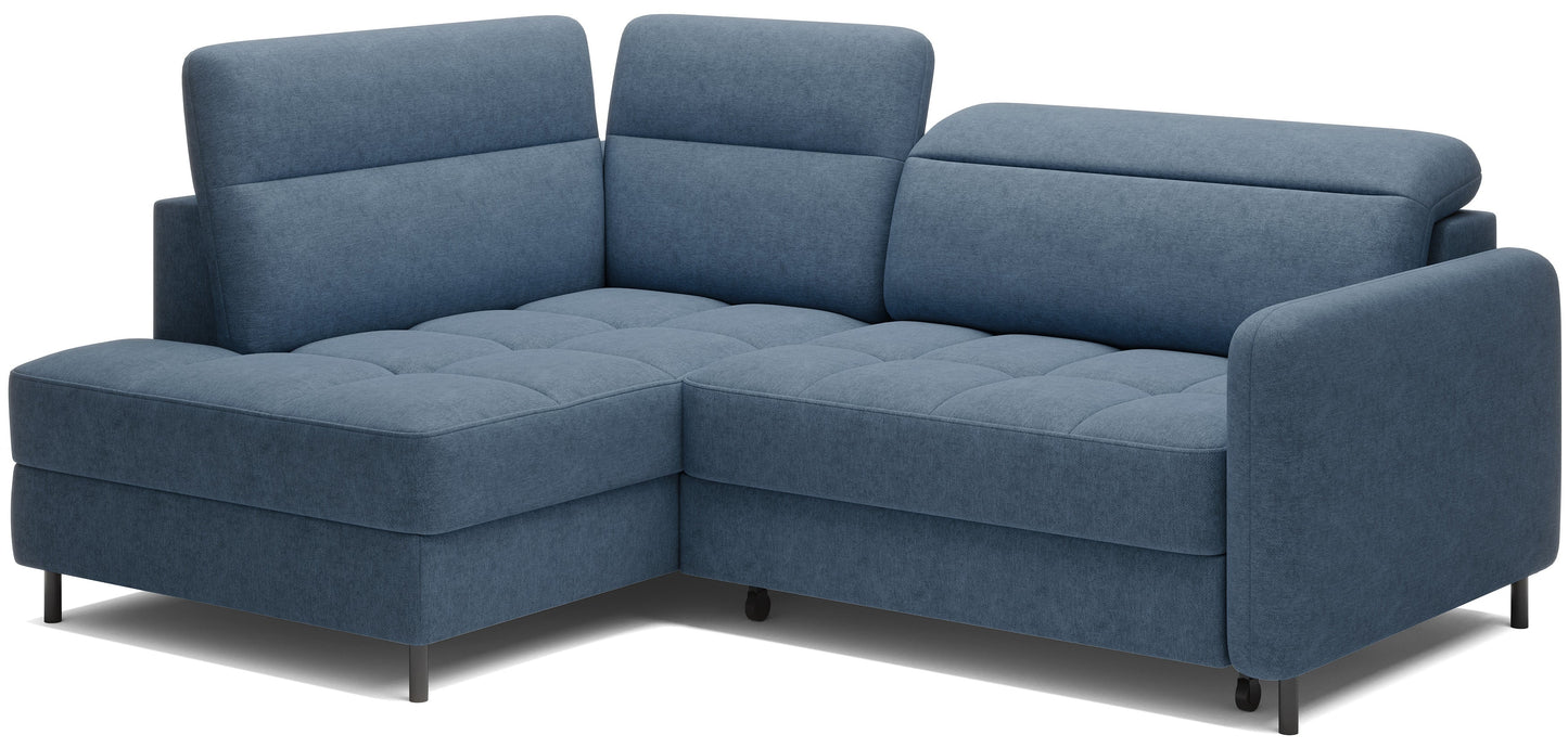 Barea 3 Seater Storage Sleeper Chaise Sofa - Soft Blue