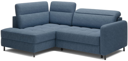 Barea 3 Seater Storage Sleeper Chaise Sofa - Soft Blue