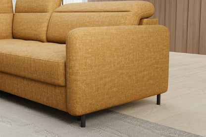 Barea 3 Seater Storage Sleeper Chaise Sofa - Mustard
