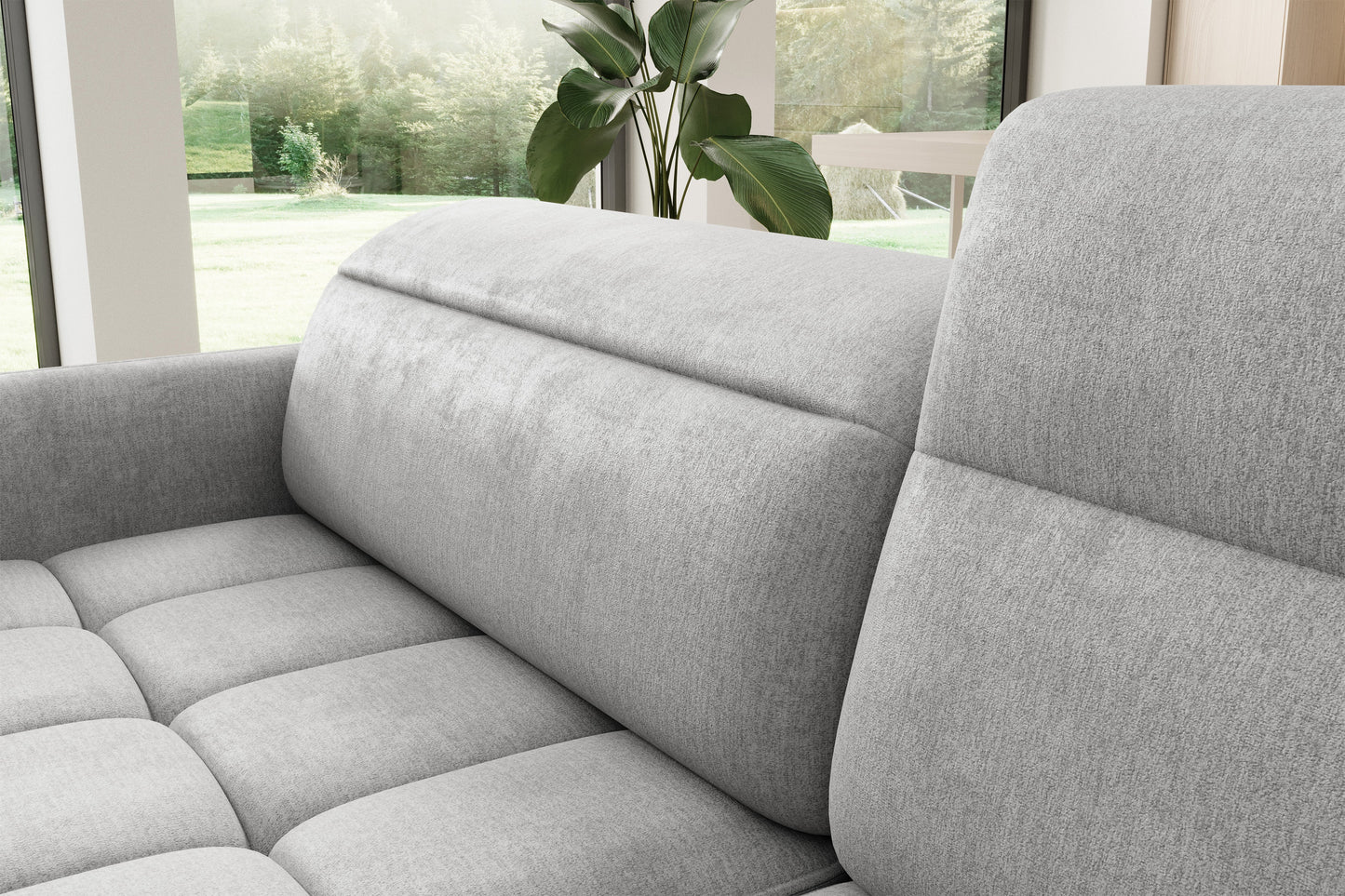 Barea 3 Seater Storage Sleeper Chaise Sofa - Light Grey