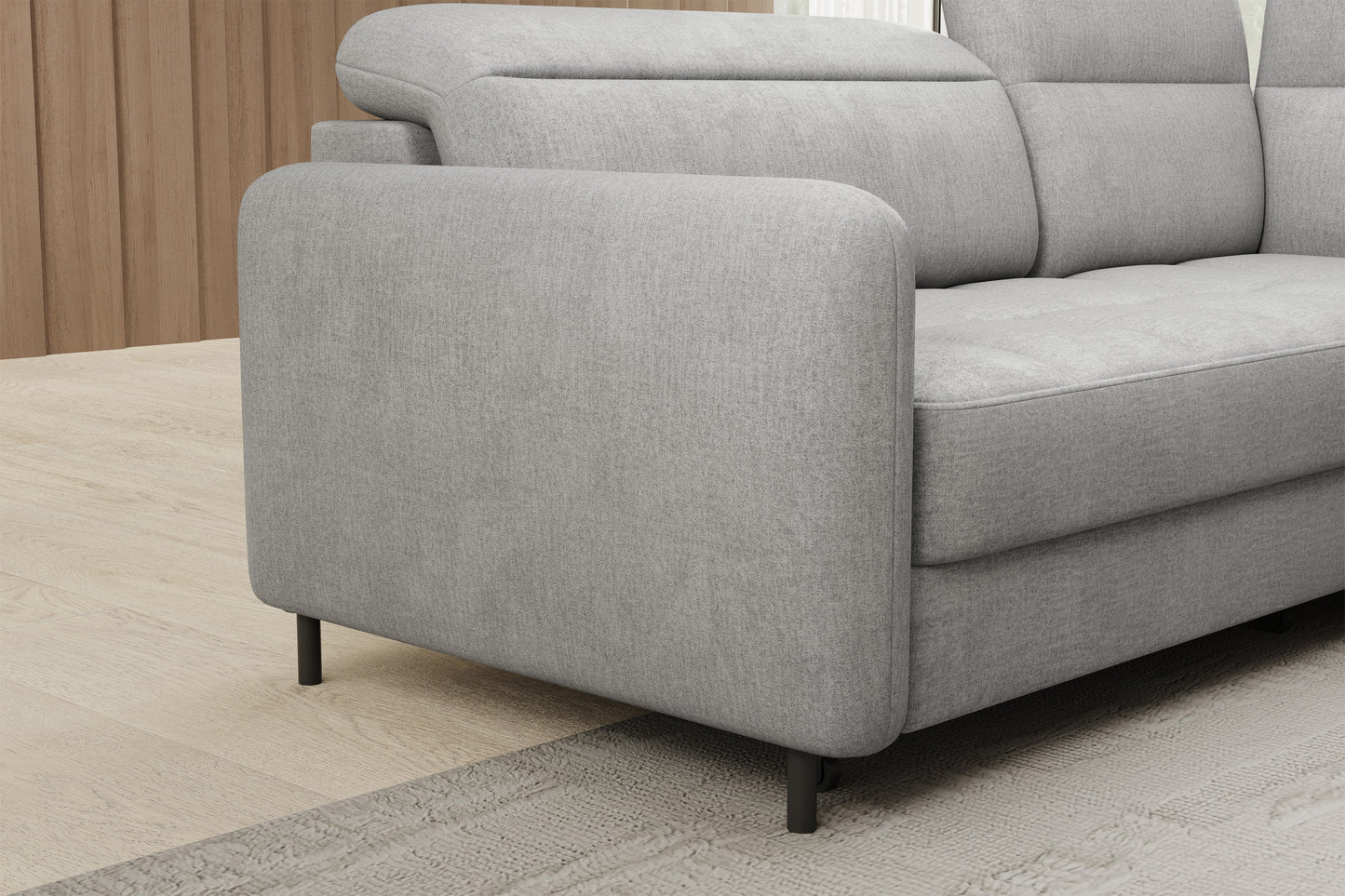 Barea 3 Seater Storage Sleeper Chaise Sofa - Light Grey